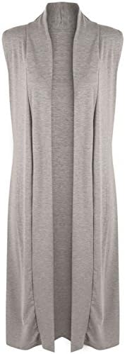 Womens Ladies Open Front Sleeveless Long Line Waistcoat Boyfriend Maxi Cardigan UK Plus Size 8-26