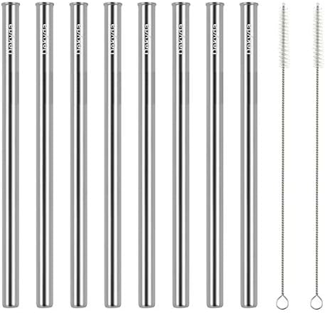 Reusable Stainless Steel Metal Drinking Straws, Extra Wide - for Smoothie, Boba or Bubble Tea - Eco Friendly, 8.5 Inches Long - Straight Version