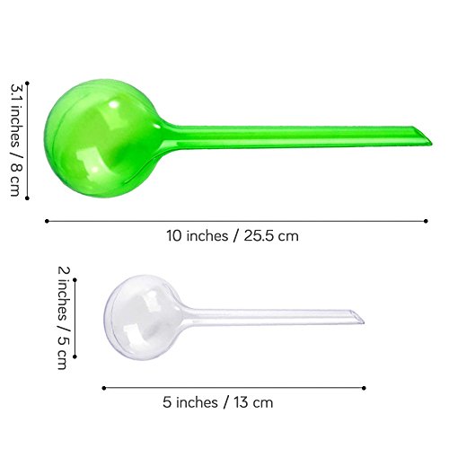 4 Pcs Plant Automatic Watering PVC Bulbs Plant Watering Globes Automatic Watering Bulbs Plants Flowers Irrigation Tool self Watering Globes Stakes (Clear+Green)