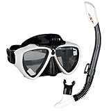 ASWiiiNDS Anti-fog Snorkel Set, Dry Diving Mask for Adult With Silicone Snorkel Tube With Gopro Camera Mount