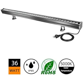H-TEK 36W 5000K LED Wall Washer,White Linear Strip Light, 3.2ft/40 120V LED Light Bar, IP65 Waterproof Outdoor LED Wall Washer Lights for Landscape, Church, Ads, Yard, Garden-5 Yrs Warranty