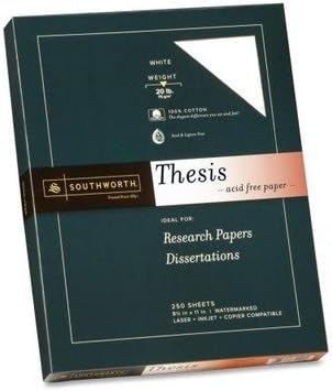 Southworth Thesis Paper - Letter - 8.5" x 11" - 20lb - Wove - 250 / Pack - Bright White
