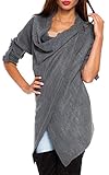Glamour Empire Womens Knit Waterfall Cardigan Blazer Wrap Turn-up sleeves 298