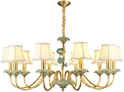 GWFVA Ceiling Chandelier Continental Pastoral French Antique Copper Ceramic Lighting Living Room/Bedroom/Restaurant (Color: 10 Bulbs)