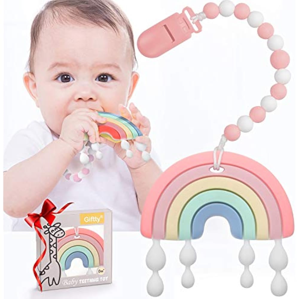 Baby Teether Teething Rainbow Toys For Babies, BPAFree Infant 024