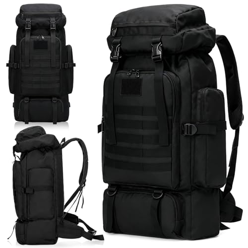 Mochila de Viagem 80L Impermeável para Camping e Trilha, Mochila Esportiva Grande Multifuncional com Compartimentos Amplos, Alças Confortáveis e Suporte para Equipamentos Outdoor, Camuflado