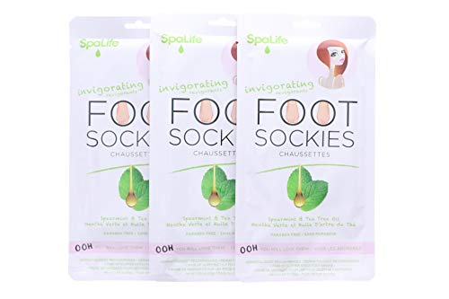 SPALIFE SOFTENING CARE FOOT SOCKIES – SPEARMINT & TEA TREE OIL PACK FOR HEALTHY FEET, INTENSIVE REPAIR, DRY SKIN SOLUTION, SOOTHING & MOISTURIZING FOOT TREATMENT (3-PACK)