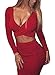 Memorose Womens Sexy Long Sleeve Cut-Out Bandage Bodycon Clubwear Midi Dress Red S