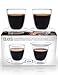 Eparé Espresso Cups, Insulated Glass Demitasse Lid & Saucer Set (4 oz, 120 ml) – Double Wall Thermal Tumbler Cup – Mug for Drinking Tea, Latte, Lungo, or Cappuccino – 2 Glasses