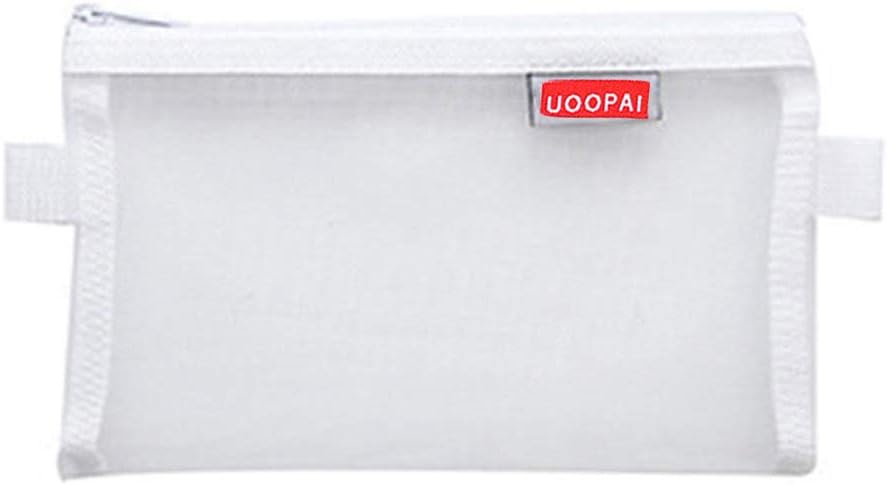 SUPERTOOL Mesh Pencil Case, Transparent ,Zip, High Quality, Large Capacity,White Pouch for Stationery Make Up Items (1 Pcs)