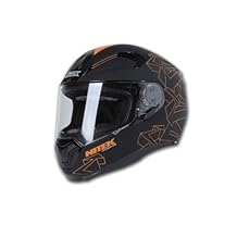Nitek Interceptor - Casco integral de fibra de vidrio, cruiser-motocicletas, Anaranjado (Orange Arrow)