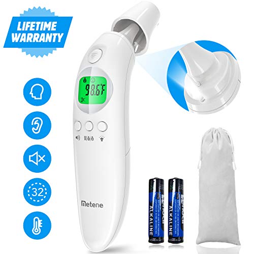 New 2020 VersionMedical Ear Thermometer with Forehead Function, 32 Set Memory Records with Fever Alarm,Digital Infrared Temporal Thermometer for Fever, Instant Accurate Reading for Baby and Adults