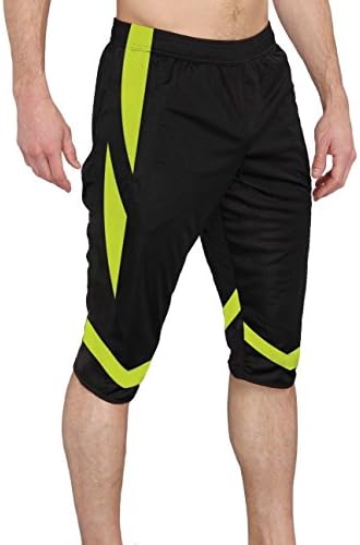 Man's Training 3/4 Pans Track Capri Men's Pans Made In USA (M, Black/Green)