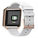 Henoda for Fitbit Blaze Bands Leather Small Strap Smart Fitness Watch Band Women Men (A White Band and Rose Gold Frame, Small)