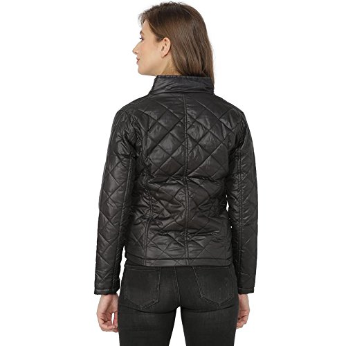 campus sutra full sleeve solid women quilted jacket black