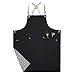 Jeanerlor Double sided (Stripe and Black) Canvas Apron for Woman with Convenient Pocket, Professional Apron for Cooking,Grill and Baking Cross-Back Straps & Adjustable S to XXL
