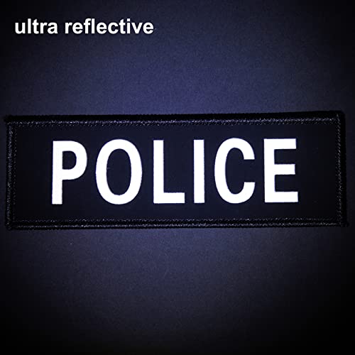 GYGYL 2 Pack Reflective Police Patch with Hook and Loop, for Police Vest Jacket Back Panel (1Pcs Small and 1Pcs Large)