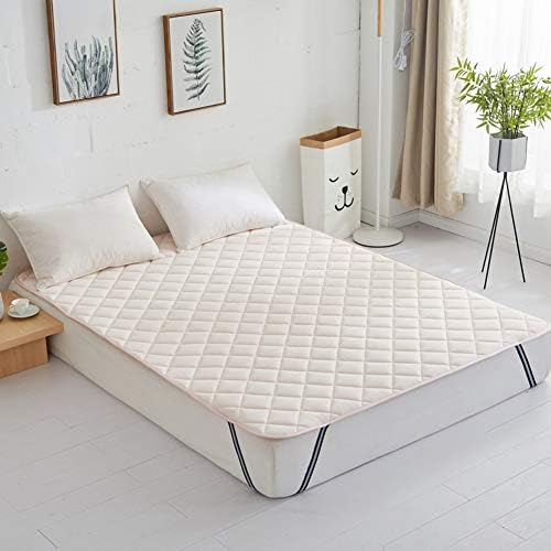 CUNDIAN Non-Slip Twin Full Queen King Mattress Protector,Quilted Cotton Mattress Topper-Pink 180x200cm(71x79inch)
