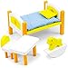 Wooden Dollhouse Furniture|Made of Safe Wood and Bright Water-Based Paint|Compatible with Most Doll Houses|Children's Bedroom