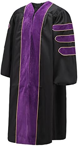 Robe Depot Unisex Deluxe Doctoral Graduation Gown With Gold Piping Purple Velvet