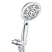 Handheld Shower Head, WASSERN 5.2'' High Pressure 6 Setting 81 Jets Rainfall Massage Water Saving Trickle Pause Extra Long 80'' Stainless Steel Hose Angle Adjustable Brass Ball Joint Bracket Chrome