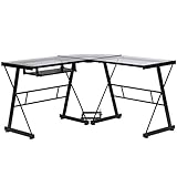 Office Desk Computer Desk L-Shsaped Desk Gaming Desk Corner Desk Writing Desk for Small Space,Clear
