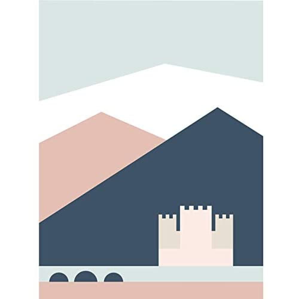 Wee Blue Coo Pastel Geometric Shapes Eilean Donan Castle Lochalsh Scotland Canvas Print