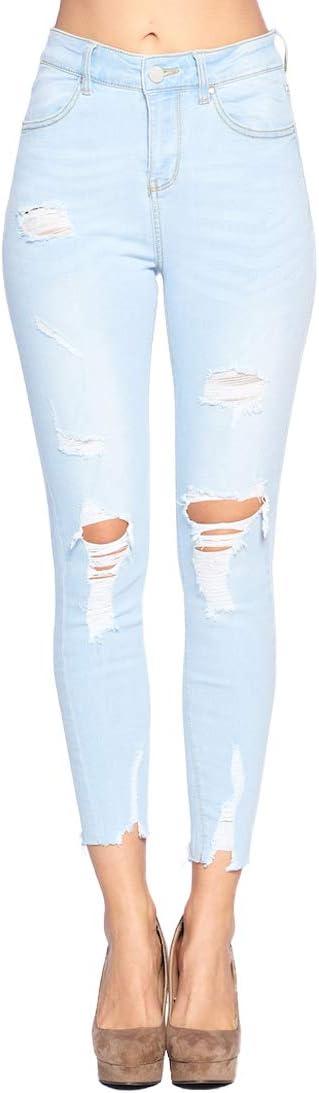 Blue Age Womens Destroyed Ripped Distressed Skinny Jeans