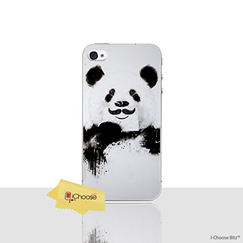 iPhone 5/5s Funny Animal Silicone Phone Case / Gel Cover for Apple iPhone 5s 5 SE / Screen Protector & Cloth / iCHOOSE / Panda Moustache