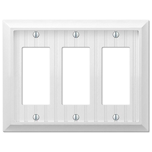 Cottage White Wood Triple GFCI Decora Rocker Wall Plate Dimmer Switch Cover