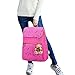ABage Girls' Canvas Backpack Set 3 Pieces Patterned Bookbag Laptop School Backpack, Pink