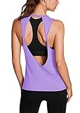 Mippo Women's Fashion Backless Workout Tank Top Sleeveless Yoga Tops Flowy Athletic Activewear Open Back Fitness Shirts for Junior Purple M
