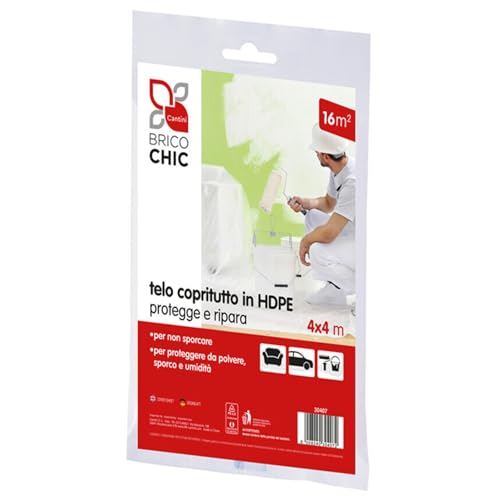 Brico Chic 4 x 4 m Multi-Purpose Cover, Dustproof and Waterproof Cover, Suitable for Painting, Moving, Gardening, Outdoors – Reusable