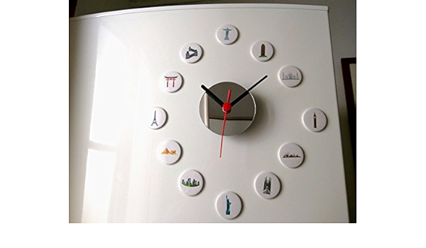 Reloj con iman nevera y 12 imágenes de monumentos y espejo ...