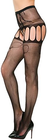 DittyandVibe Womens Stretchy Mesh Net Pantyhose Suspender Stockings Fishnet Tights