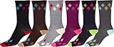 Sakkas Women's Poly Blend Soft and Stretchy Crew Pattern Socks Assorted 6-pack