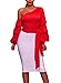 Elapsy Womens Fall Sexy Asymmetrical Shoulder Ruffle Long Sleeve Club Top Shirt Party Blouses Red Medium
