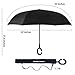 NewSight Reverse/Inverted Double-Layer Waterproof Straight Umbrella, Self-Standing & C-Shape Handle & Carrying Bag for Free Hands, Inside-Out Folding for Car Use (Orange)