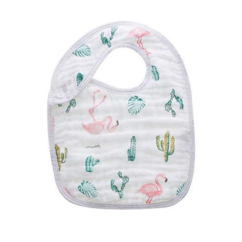 Bebamour Baby Snap Bibs Muslin Cotton, Super Soft Absorbent 3 Layers, Adjustable, 9" x 11.4"