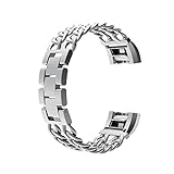 For Fitbit Charge 2 Bands/Fitbit Charge 2 HR, Wearlizer Replacement Stainless Steel Bands/Strap/Accessories for Fitbit Charge 2 Heart Rate Fitness Wristbands Black Large/Small/Silver/Gold/RoseGold