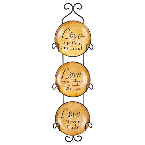Dicksons Love Never Fails 18 x 5 Mini Ceramic Wall Plates and Metal Hanger Set of 3 - Thumbnail 5