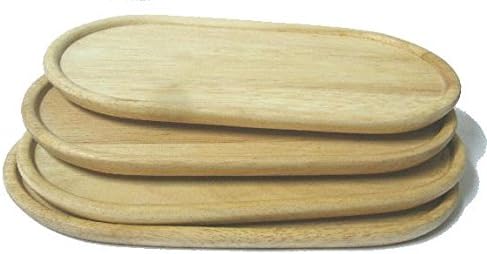 Natree Rubberware 8x4-Inch Rubber Wood Oval Tray 4 pcs set Wooden Kitchenware Houseware tray wooden breakfast tray mother's day snack christmas gift present