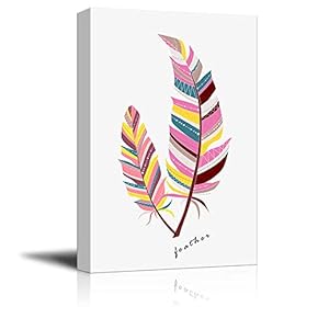 Canvas Wall Art - 2 Colorful Feathers - Giclee Print Gallery Wrap Modern Home Art Ready to Hang - 12x18 inches