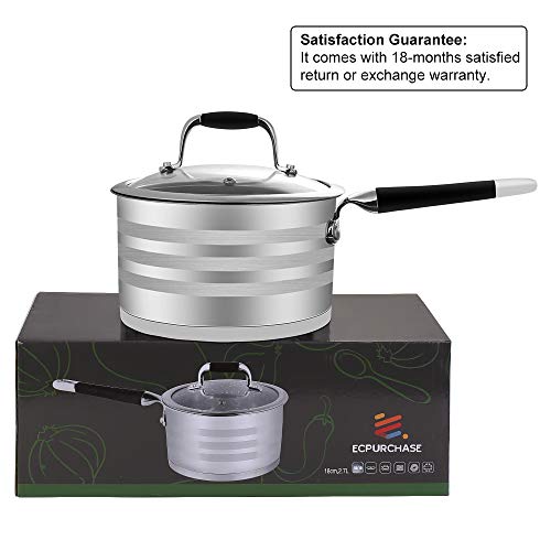ECPURCHASE Nonstick Sauce Pan, Stainless Steel Saucepan, Sauce Pans with Lids, Multipurpose Design for for Home Kitchen or Restaurant, 2.9 Quart/ 2.7 L - Thumbnail 6