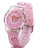 Zeiger KW008 Easy Read Young Girls Children Teen Wrist Kids Watches, Sweet Heart Shape Band (Pink)