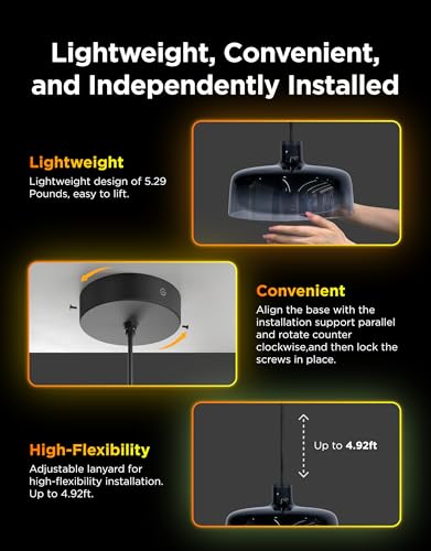 Govee Lámpara colgante para isla de cocina, iluminación inteligente RGBIC de tres capas, compatible con Matter, 1300LM 2700K-6500K regulable negra, accesorio de luz colgante que funciona con Alexa