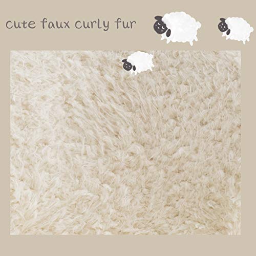 CIMOO White Makeup Vanity Chair, Cute Furry Home Office Chair with