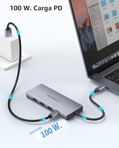 USB C Docking Station, Newmight 9 in 1 Dual HDMI Hub Adapter Type C to Ethernet RJ45 Gigabit PD 100W SD TF Card Reader Compatible with DELL/HP