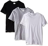 Lacoste Men's Essentials  Cotton Crew Neck T-Shirt, Black/Gray/White, Medium (Pack of 3)