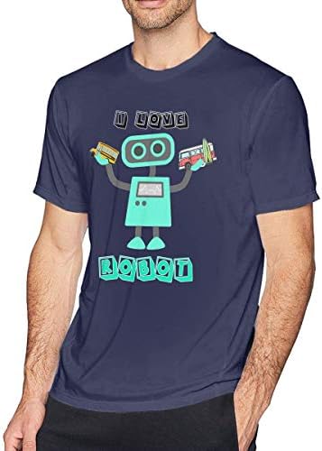 I Love Robot Men's T-Shirts Comfort Soft Short Sleeve